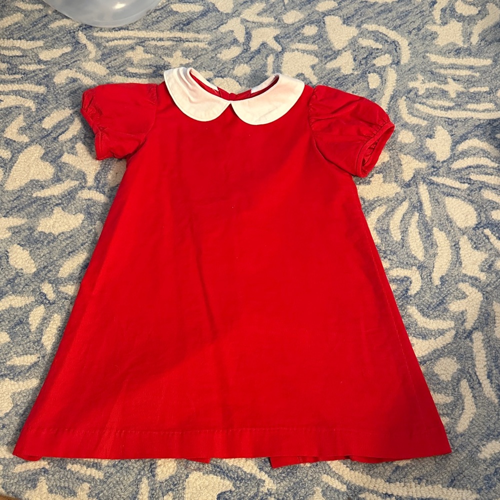 Elegant Red Kids Dress with White Collar